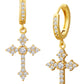 Sacina Gold-tone Rhinestone Cross Hoop Earrings Cross Earrings for Women Rhinestone Earrings Gothic Earrings Y2k Earrings Christmas Jewelry Gift for Women