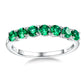 AGRULE Emerald Ring 7 Stones Eternity Wedding Bands for Women 925 Sterling Silver May Birthstone Ring Green Stone Engagement Rings Size 8