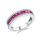 RANDES Red Ruby Engagement Rings for Women 925 Sterling Silver Channel Set Half Eternity Rings Stackable Anniversary Band Size 7