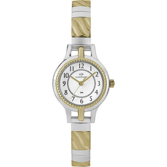 Viewpoint by Timex Women's Two-Tone/White 24mm Fashion Watch, Expansion Band