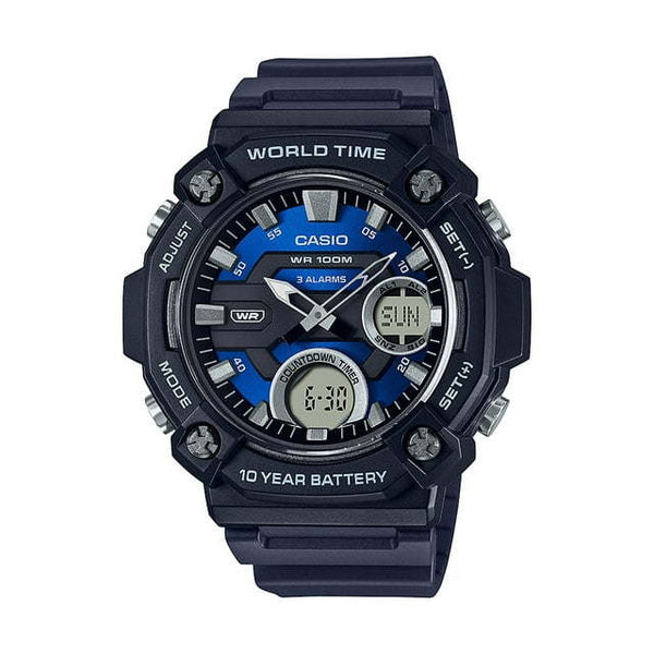 Casio Men's Heavy Duty Analog-Digital World Time Watch AEQ120-2AV