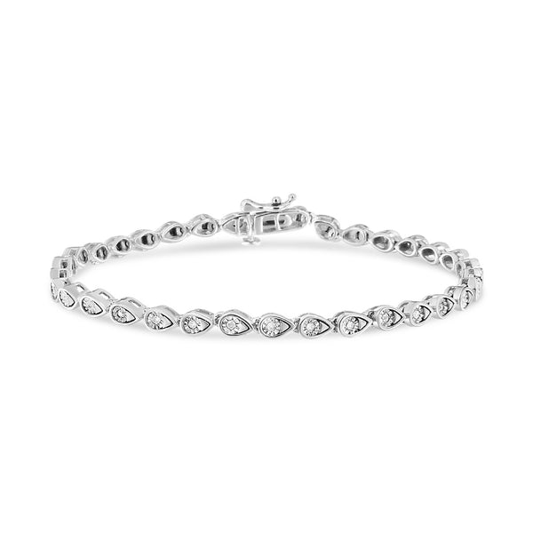 .925 Sterling Silver 1/10 Cttw Round-Cut Diamond Pear Link 7.25 Bracelet (I-J Color, I2-I3 Clarity)