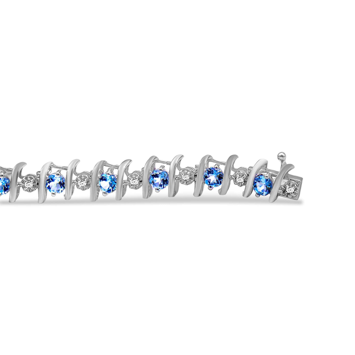 .925 Sterling Silver Lab-Grown Birthstone and 1/6 Cttw Round Diamond Tennis Bracelet (H-I Color, I1-I2 Clarity)