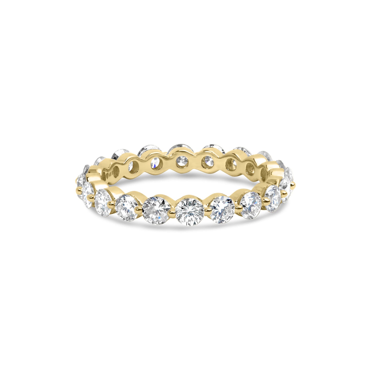 14K Yellow Gold 2.0 Cttw 2 Prong Set Diamond Eternity Band Ring (SI1-SI2 Clarity, I-J Color)