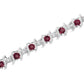 .925 Sterling Silver Lab-Grown Birthstone and 1/6 Cttw Round Diamond Tennis Bracelet (H-I Color, I1-I2 Clarity)