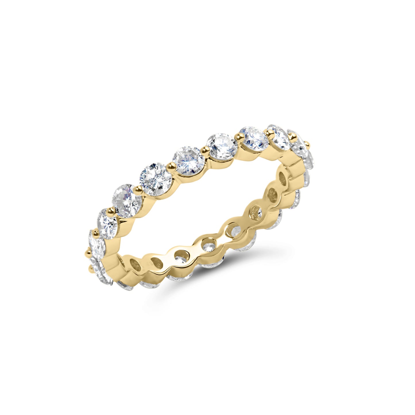 14K Yellow Gold 2.0 Cttw 2 Prong Set Diamond Eternity Band Ring (SI1-SI2 Clarity, I-J Color)