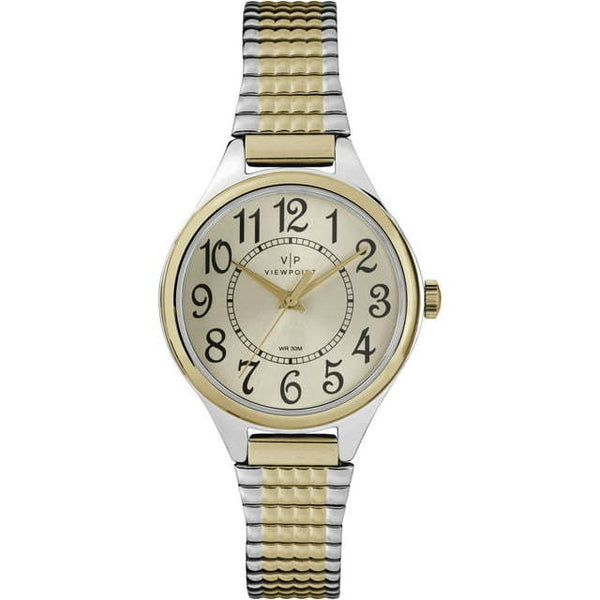 Viewpoint by Timex Women's Two-Tone/Champagne 30mm Casual Watch, Expansion Band