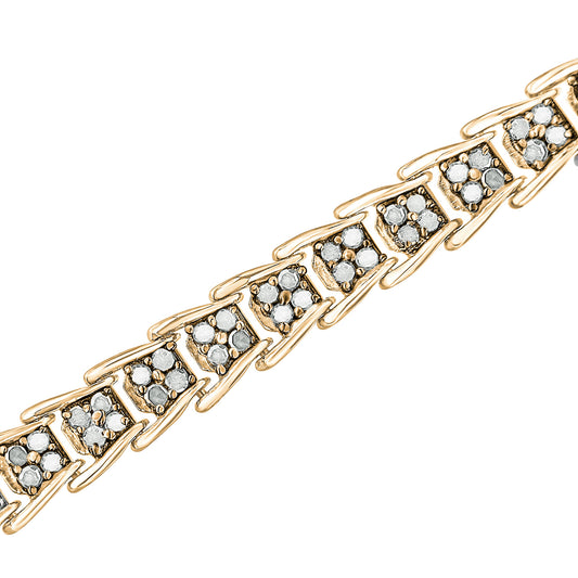 .925 Sterling Silver 2.0 Cttw Diamond Fan-Shaped Fancy Chevron Link Tennis Bracelet (I-J Color, I3 Clarity) - 7"