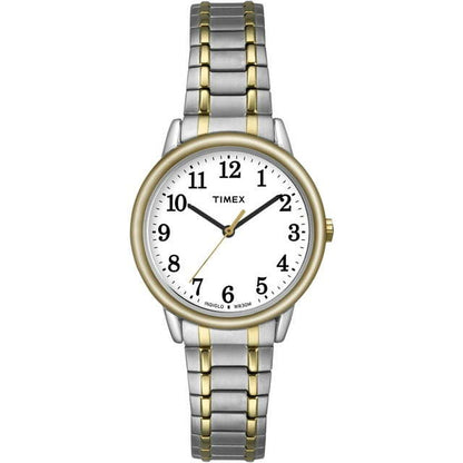 Timex Women's Easy Reader Two-Tone/White 30mm Casual Watch, Tapered Expansion Band