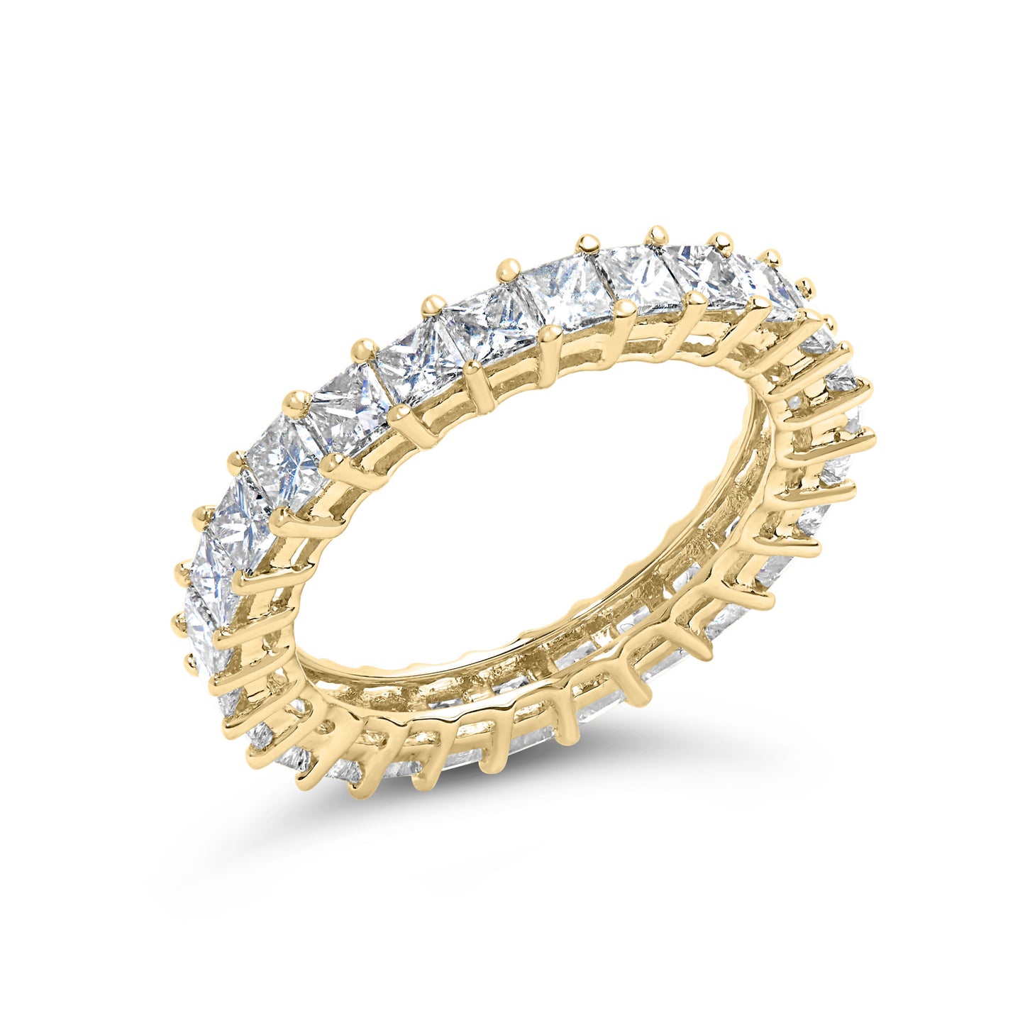 14K Yellow Gold 3.0 Cttw Shared Prong-Set Princess-cut Diamond Eternity Band Ring (H-I Color, SI1-SI2 Clarity)