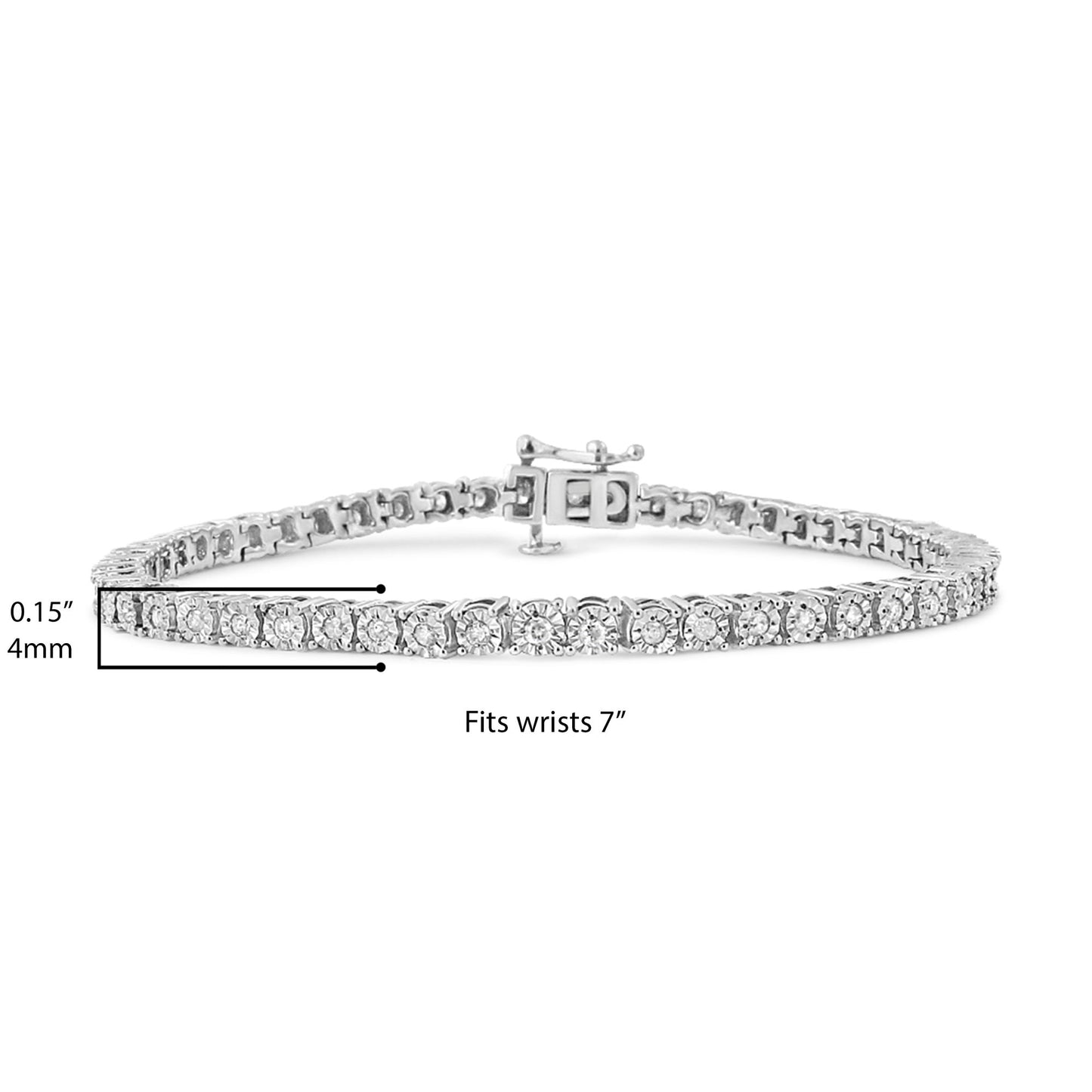 .925 Sterling Silver 1.0 Cttw Diamond Illusion-Set Miracle Plate Tennis Bracelet (I-J Color, I3 Clarity) - 7"