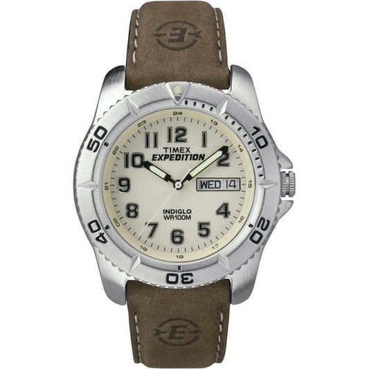 Timex Men's Expedition Traditional Brown/Natural 40mm Outdoor Watch, Leather Strap