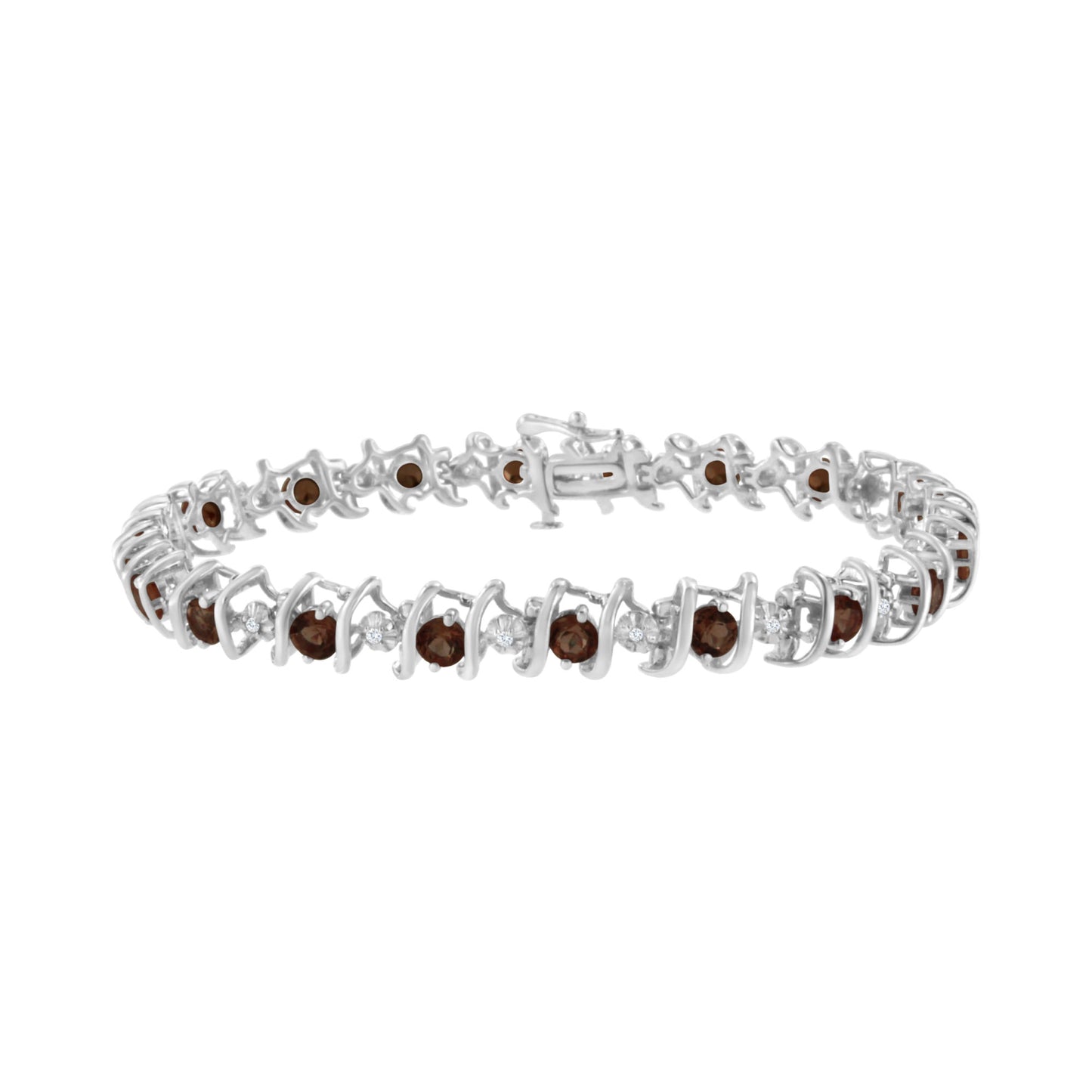 .925 Sterling Silver Lab-Grown Birthstone and 1/6 Cttw Round Diamond Tennis Bracelet (H-I Color, I1-I2 Clarity)