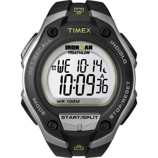 TIMEX Men's IRONMAN Classic 30 Oversized 43mm Watch – Silver-Tone & Black Case with Black Resin Strap