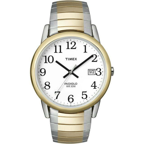 Timex Men's Easy Reader Date Two-Tone/White 35mm Casual Watch, Tapered Expansion Band