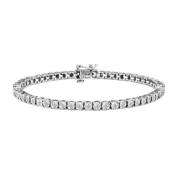 .925 Sterling Silver 1.0 Cttw Diamond Illusion-Set Miracle Plate Tennis Bracelet (I-J Color, I3 Clarity) - 7