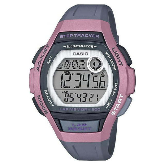 Casio Women's Step Tracker Watch, Gray/Pink LWS2000H-4AV