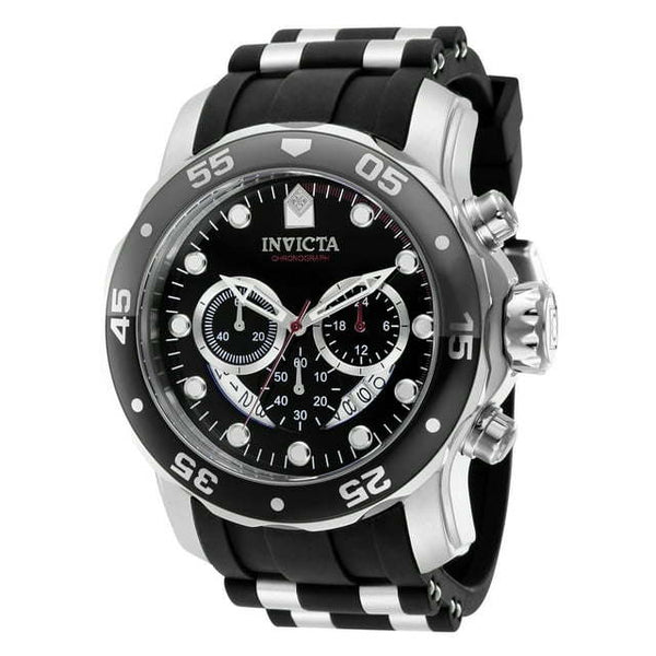 Invicta Pro Diver Men 48mm Stainless Steel Band, Black Dial Chronograph Quartz Watch 37230