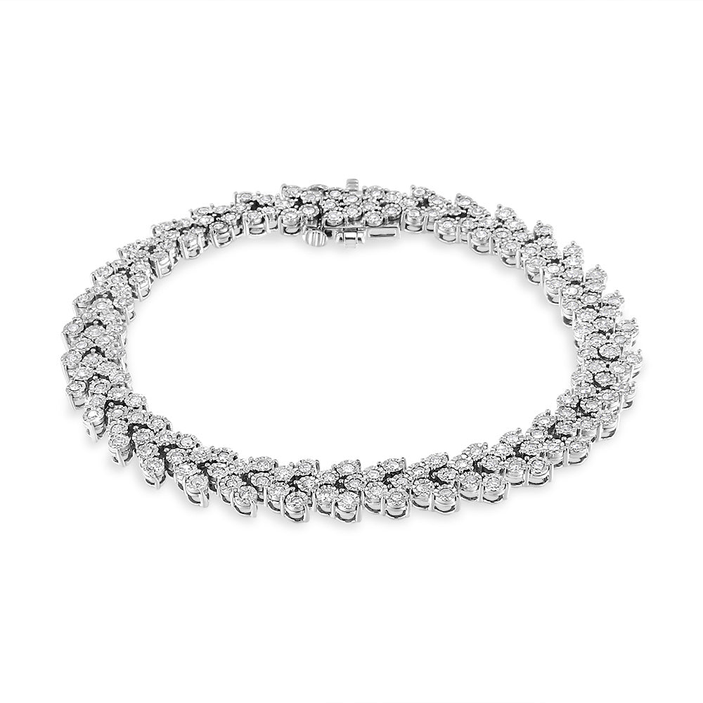 .925 Sterling Silver 2.00 Cttw Miracle Set Diamond Laurel Wreath Link Bracelet (I-J color, I3 clarity) - 7.25"