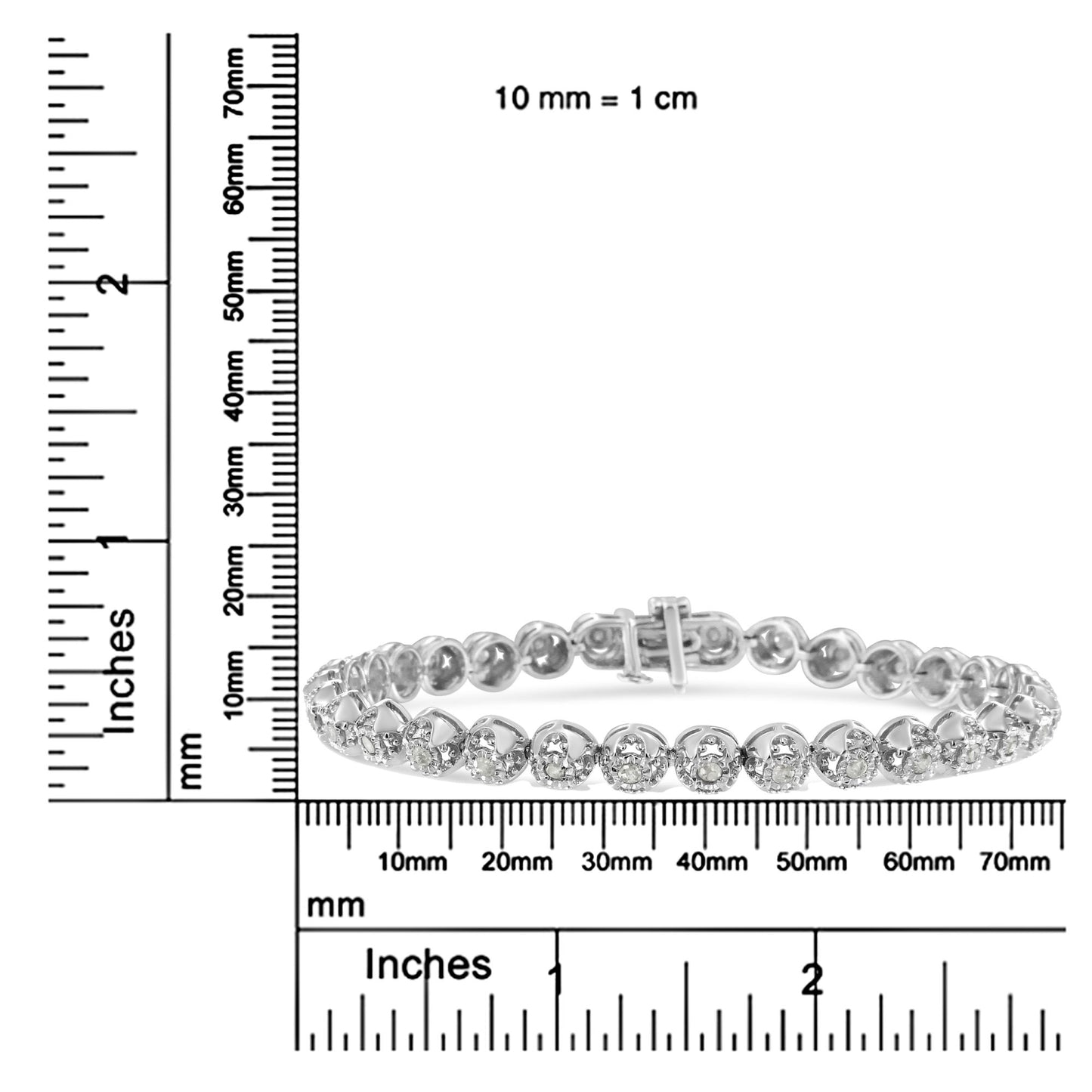 .925 Sterling Silver 1.0 Cttw Diamond Miracle-Plate Open Quatrefoil Flower Circle-Link 7" Tennis Bracelet (I-J color, I3 clarity)