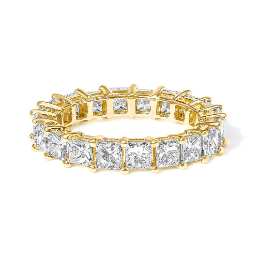 14K Yellow Gold 4.00 Cttw Shared Prong Set Princess Cut Diamond Eternity Band Ring (J-K Color, VS1-VS2 Clarity)