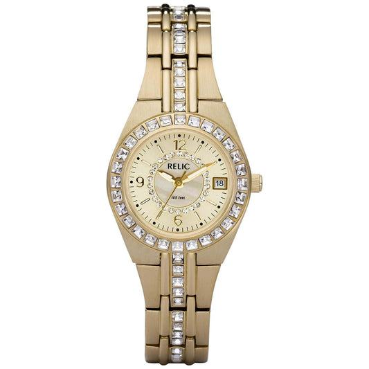 Relic By Fossil Women's Queen's Court Stainless Steel Gold Watch with Matching Band