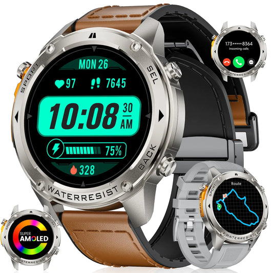 LIGE GPS Military Smart Watch for Men Compass Rugged Smart Watches 170+ Sport Modes Fitness Tracker Watch 1.43 AMOLED Smart Watches Mens Smart Watch Android iPhone Compatible