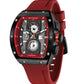 FELITI FORTONS Mens Watches Sport Tonneau 3ATM Waterproof Chronograph Luminous Quartz Watches of Men Silicone Strap with Gift for Men