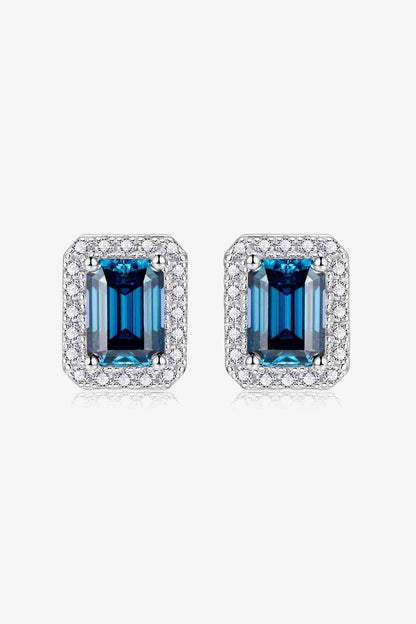 2 Carat Moissanite Stud Earrings in Indigo