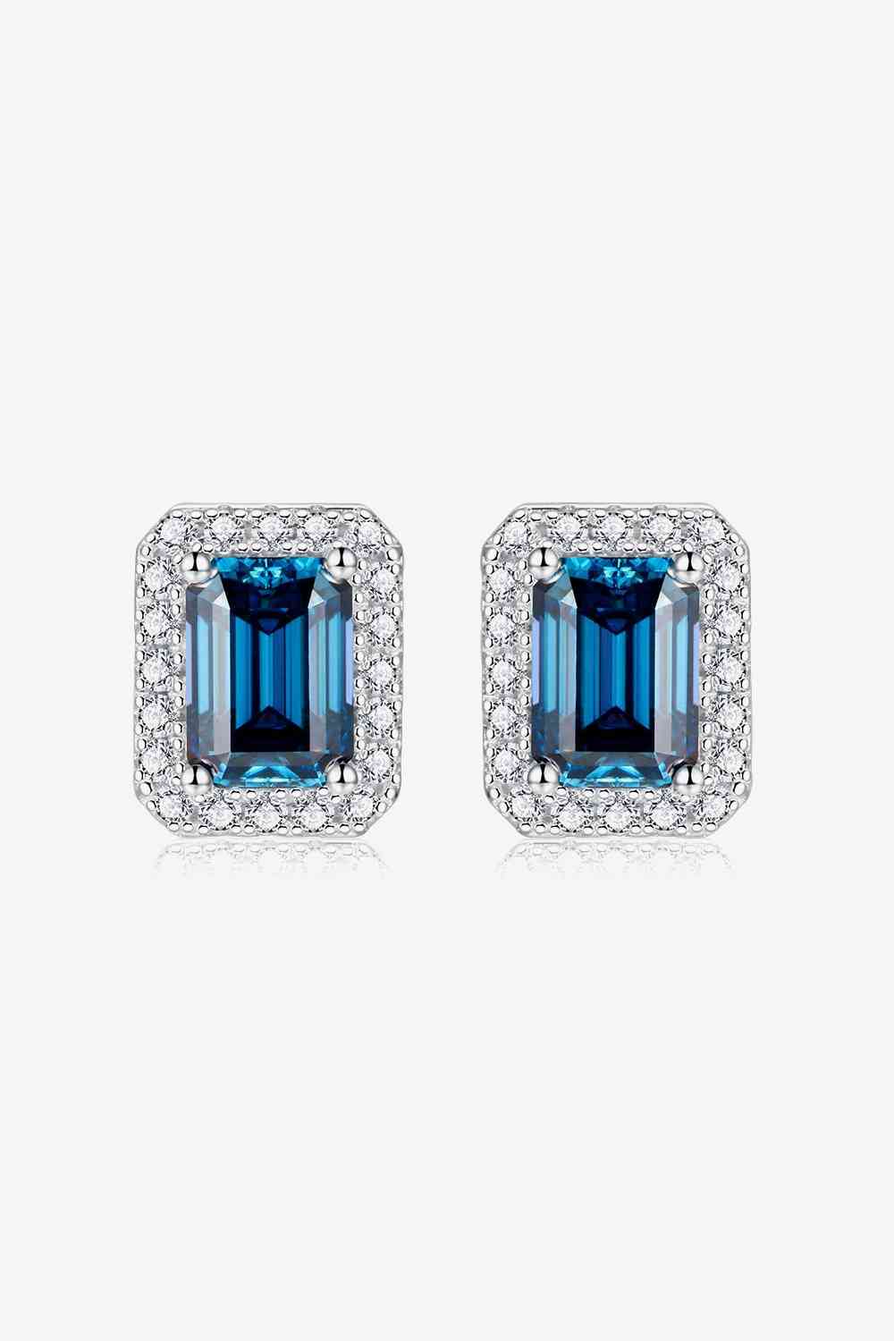 2 Carat Moissanite Stud Earrings in Indigo