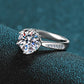 3 Carat Moissanite Rhodium-Plated Side Stone Ring