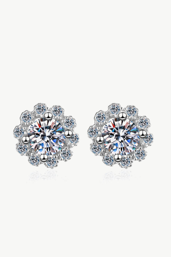 Moissanite Floral-Shaped Stud Earrings