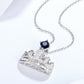 Zircon Lab-Grown Sapphire Crown Shape Pendant Necklace