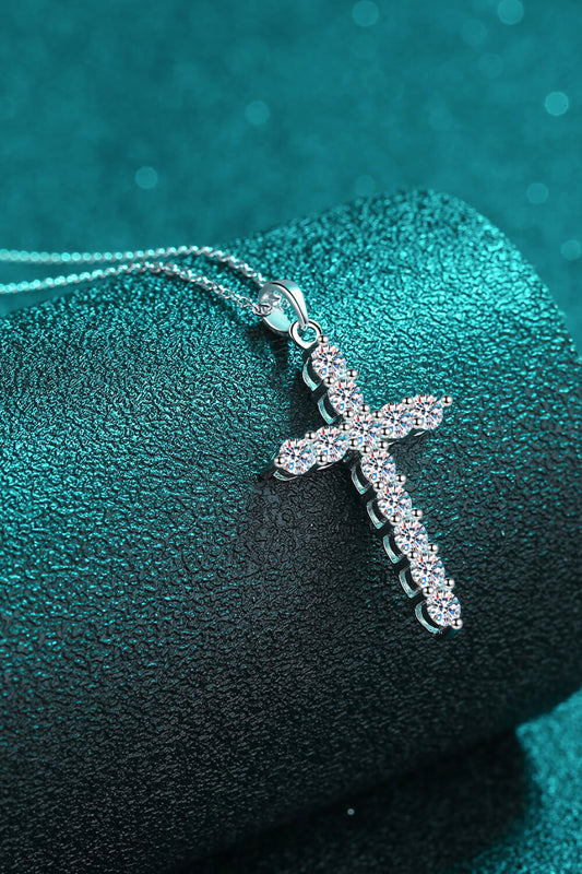 Baeful 925 Sterling Silver Cross Moissanite Necklace