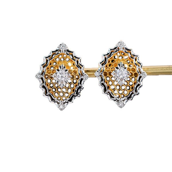 Gold Plated Chunky Stud Earrings In S925 Silver