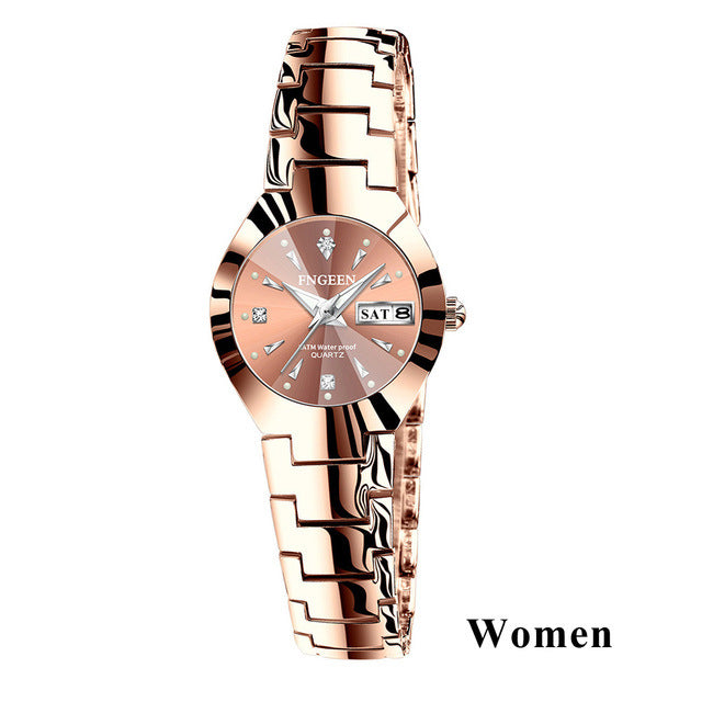 Relogio Feminino FNGEEN Couple Watch Men Quartz watch for Lovers Luxury Womens wristwatch Christmas Stainless Steel Waterproof