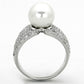 TS169 - Rhodium 925 Sterling Silver Ring with Synthetic Pearl in White