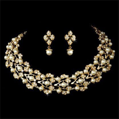 Luxurious Rhinestone Layered Pearl Necklace for Women Vintage Bridal Pearl Necklace