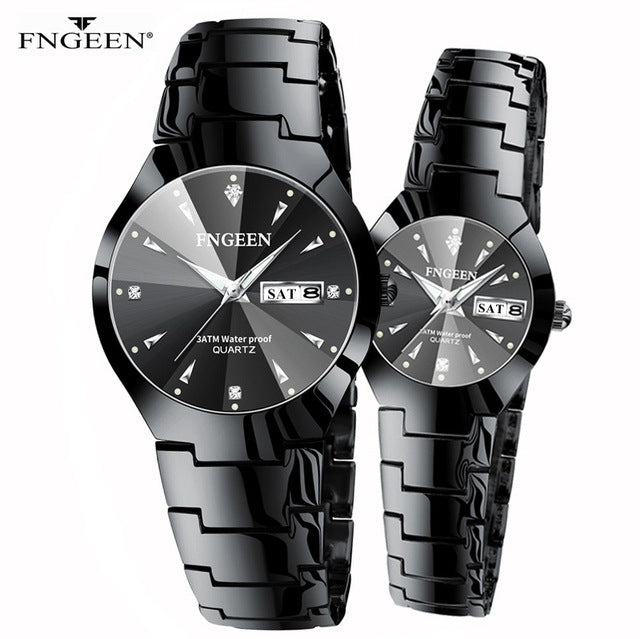 Relogio Feminino FNGEEN Couple Watch Men Quartz watch for Lovers Luxury Womens wristwatch Christmas Stainless Steel Waterproof