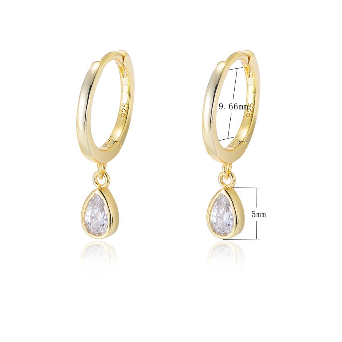 Womens Teardrop Zircon Earrings Classic Vintage C-shaped Earring Clasp Matched with Evening Dress, Casual Wear, Daily Wear