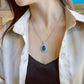 Sky Blue Simulated Aquamarine Pendant Necklace For Women