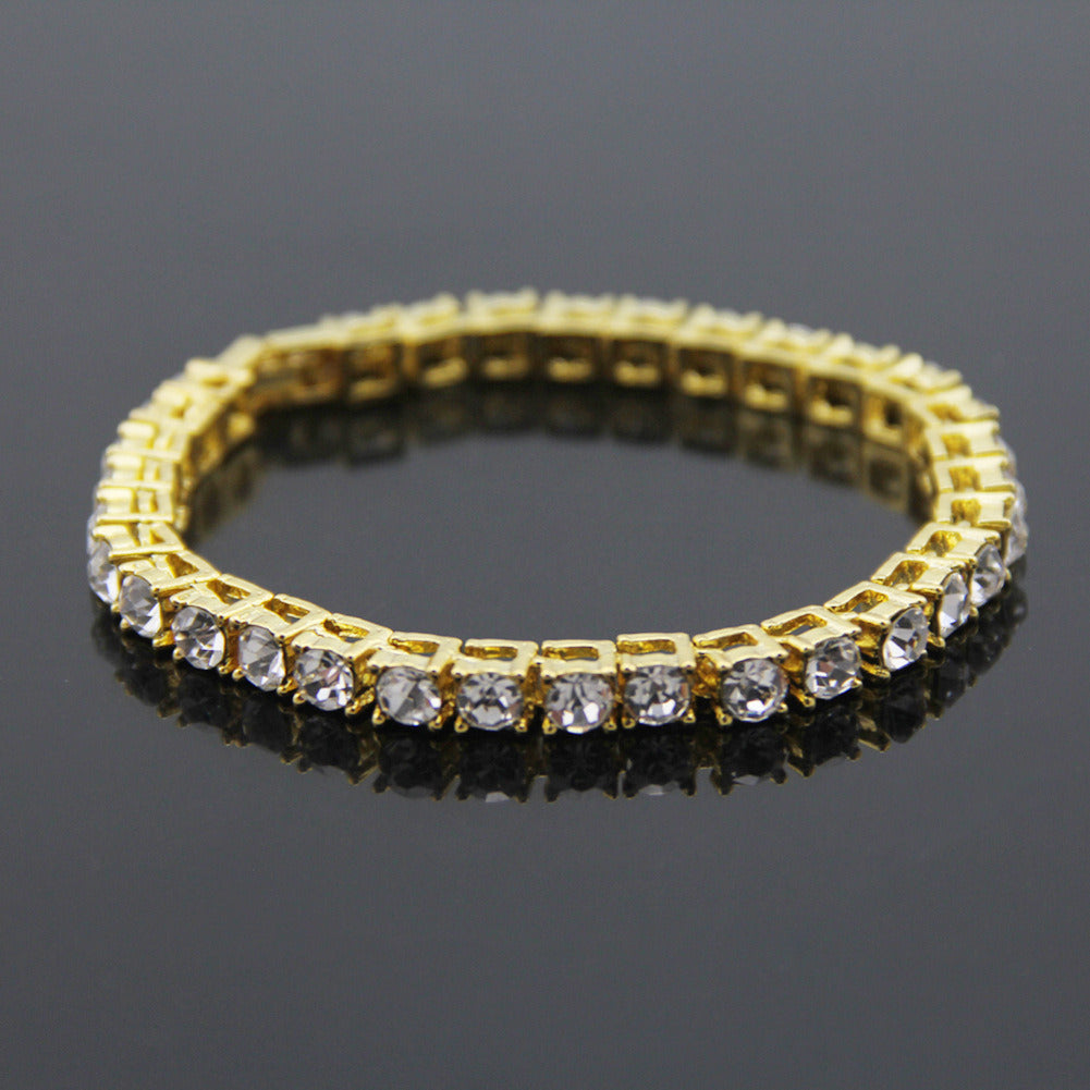 Rhinestones Bracelet Hip Hop Silver/Gold Plated Bling Bling CZ Diamond Link Bracelets Fashion Men Jewelry