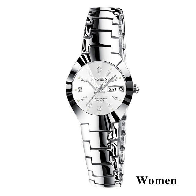 Relogio Feminino FNGEEN Couple Watch Men Quartz watch for Lovers Luxury Womens wristwatch Christmas Stainless Steel Waterproof