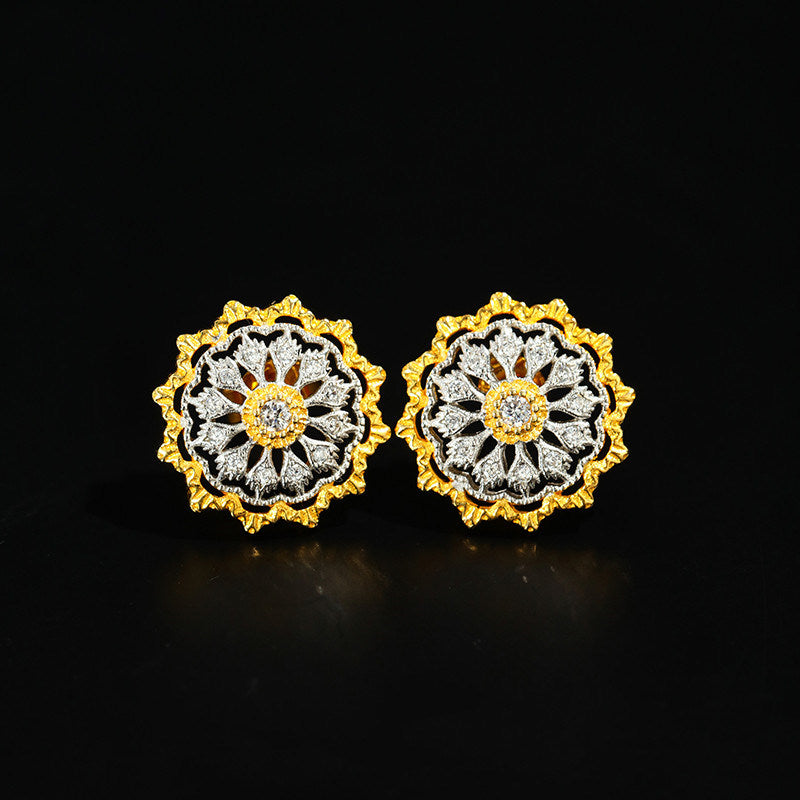 Vintage Style Courtly Floral Design Stud Earrings