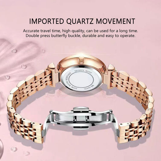 POEDAGAR Watch for Women Luxury Jewelry Design Rose Gold Steel Quartz Wristwatches Waterproof Fashion Swiss Brand Ladies Watches