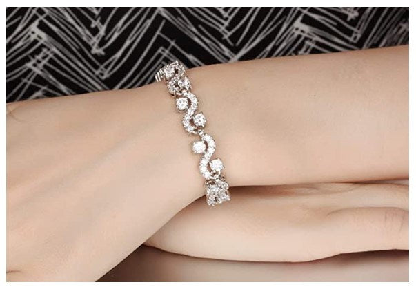 Crystal Bangle for Women White Gold Plated Rhinestone Cubic Zirconia Womens Jewelry