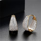 Women's Diamond Curved Earrings, Bling Elegant Luxurious Round Diamond Earrings, Statement Sparkling Earrings