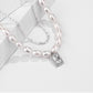 925 Sterling Silver Necklace European And American Fashion Retro Sparkling Stacked Double Pearl Necklace