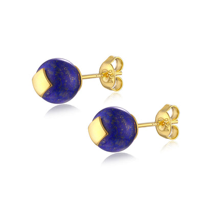 S925 Silver Earrings creative Earrings inlaid With Natural Lapis Lazuli ear Studs