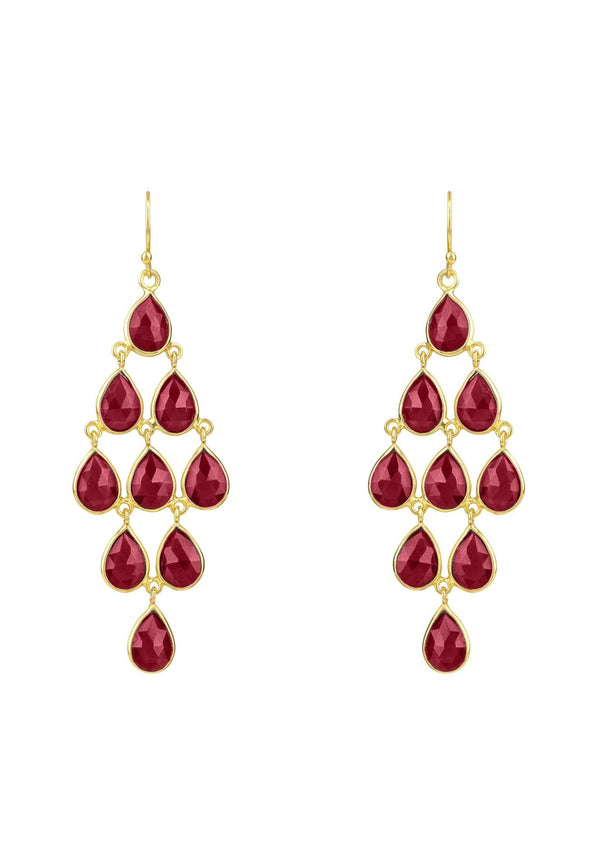 Erviola Gemstone Cascade Earrings Gold Garnet